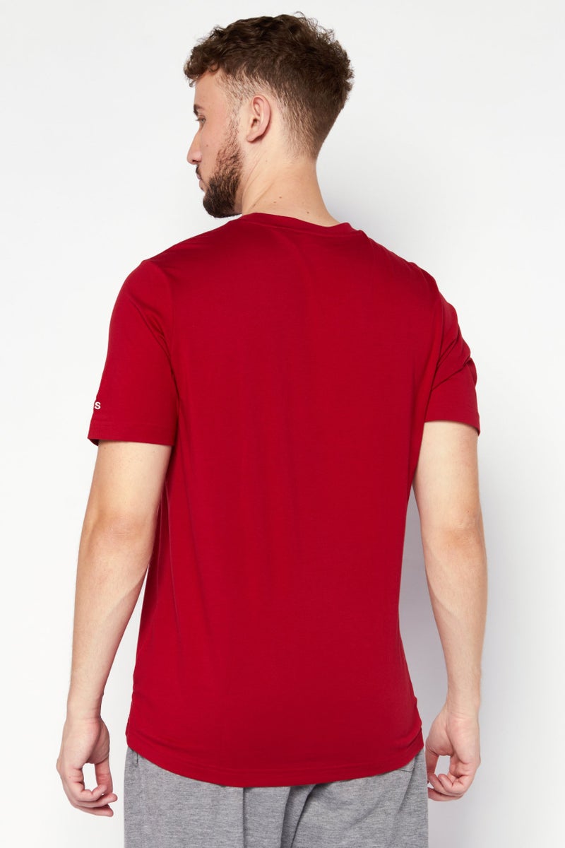 Adidas Men Sportswear Fit Short Sleeves Outdoor T-Shirt, Red - Image 3